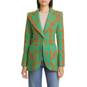 NEW, SMYTHE Patch Pocket Plaid Birkin Blazer In Multi SZ 6 #SJ2030